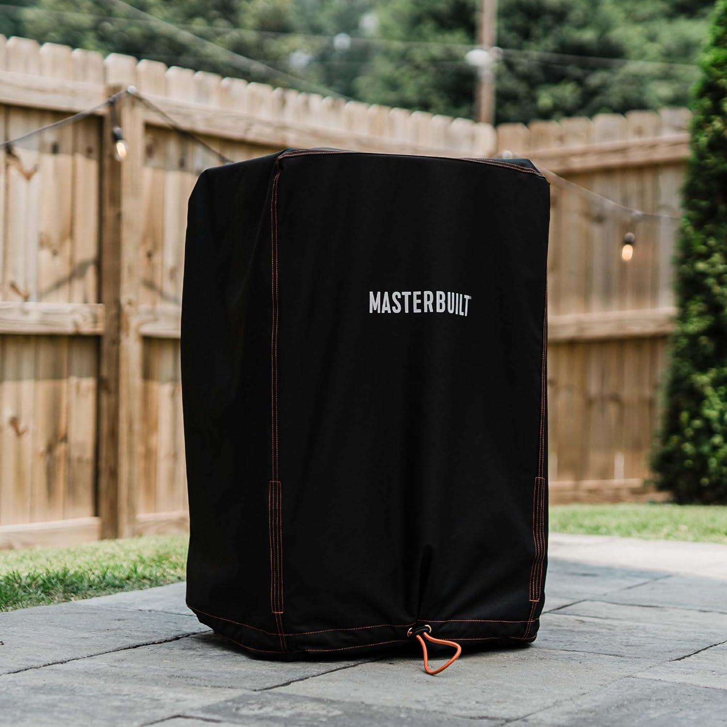 imageMasterbuilt 30inch Small Universal Cover 25x 25 x 40Designed to Fit 30 inch Smoker Models with or Without Legs up to 750 Cooking Square Inches Foldable Skirt Black Model MB20080924