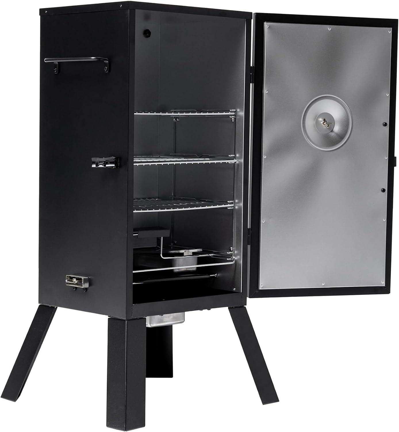 imageMasterbuilt 40inch Digital Electric Vertical BBQ Smoker with Side Wood Chip Loader Chrome Smoking Racks and 970 Cooking Square Inches in Black Model MB2007291830inch Analog