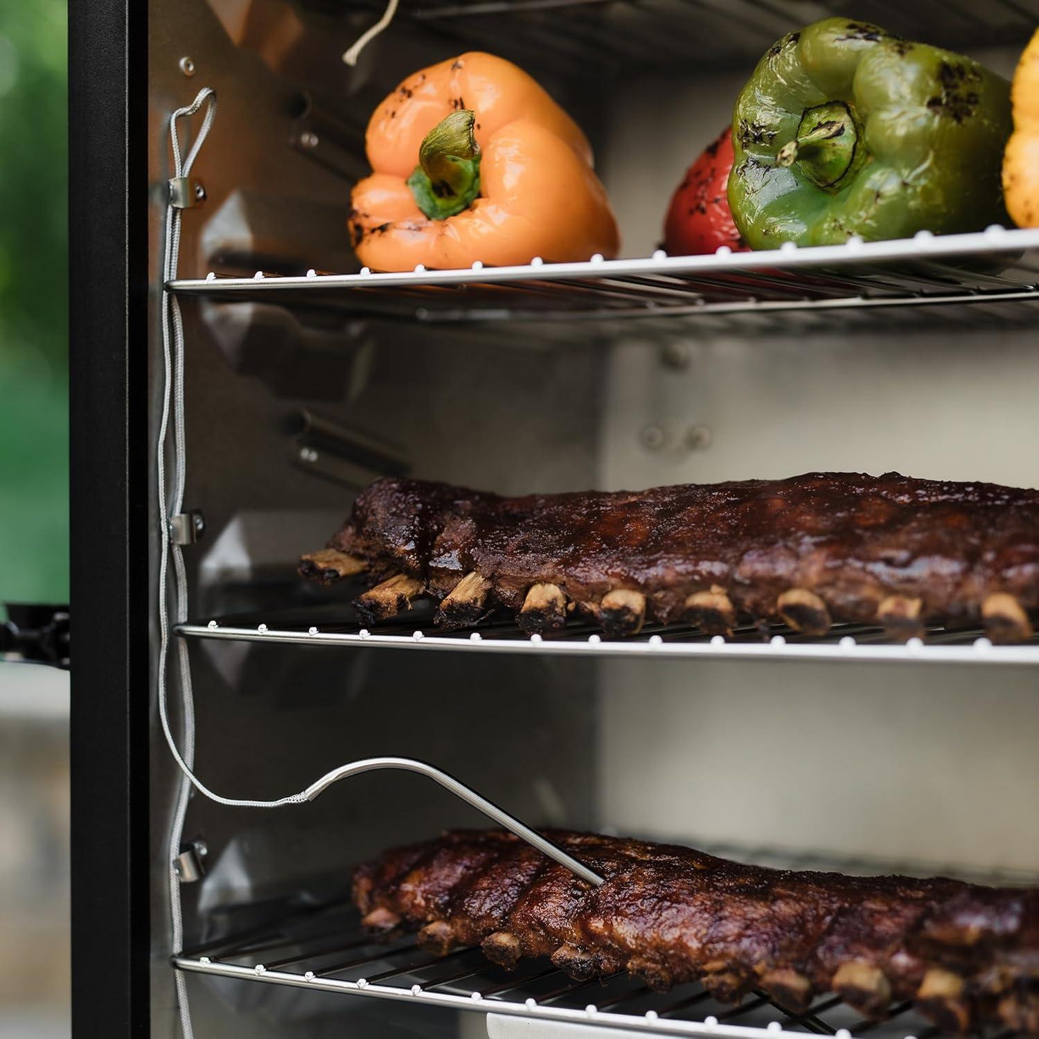 imageMasterbuilt 40inch Digital Electric Vertical BBQ Smoker with Side Wood Chip Loader Chrome Smoking Racks and 970 Cooking Square Inches in Black Model MB2007291830inch Digital with Window Legs Wifi