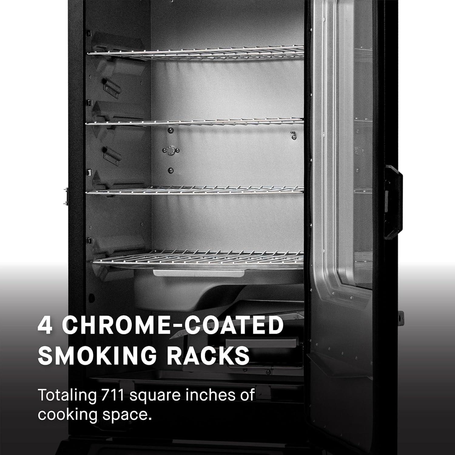 imageMasterbuilt 40inch Digital Electric Vertical BBQ Smoker with Side Wood Chip Loader Chrome Smoking Racks and 970 Cooking Square Inches in Black Model MB2007291830inch Digital with Window Legs Wifi