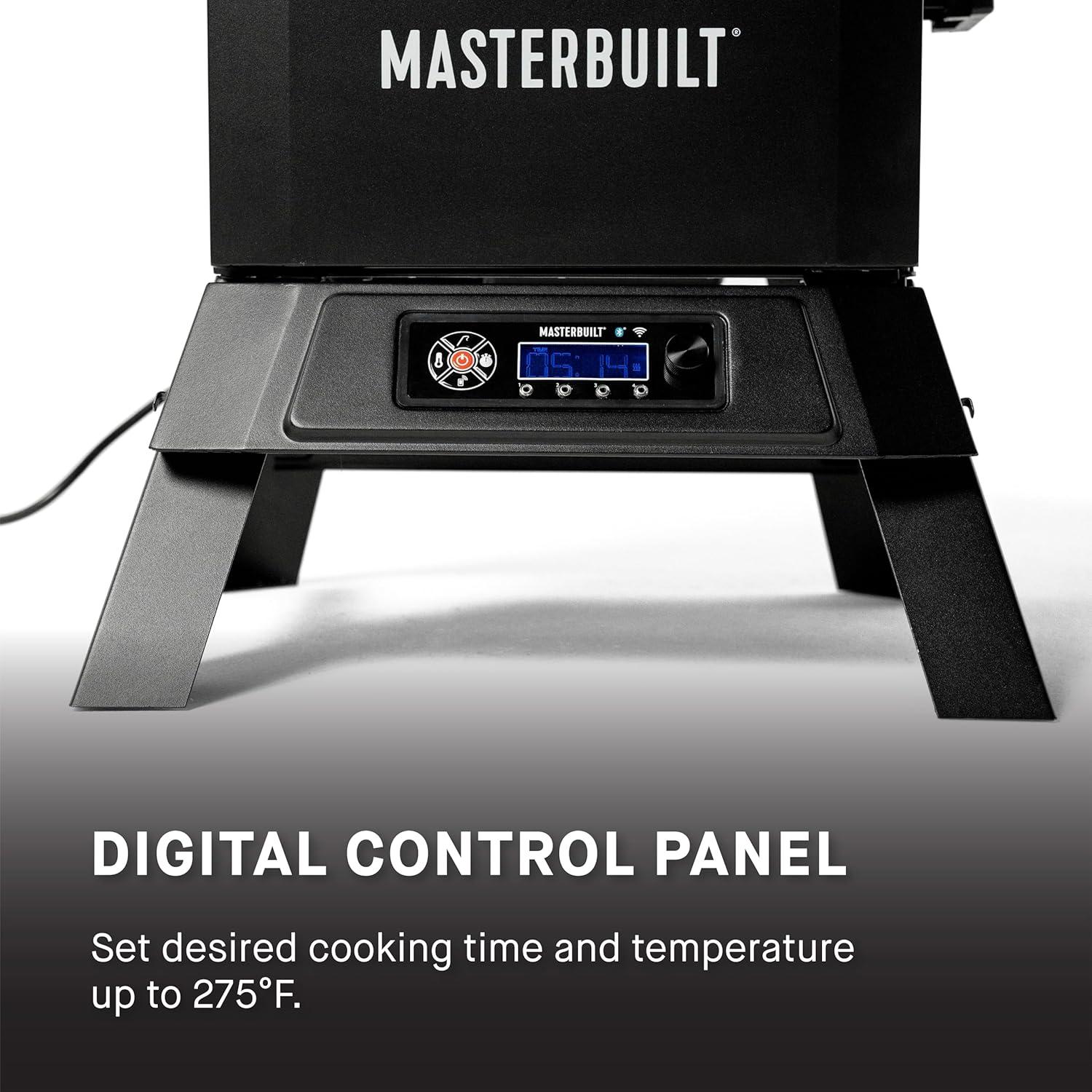 imageMasterbuilt 40inch Digital Electric Vertical BBQ Smoker with Side Wood Chip Loader Chrome Smoking Racks and 970 Cooking Square Inches in Black Model MB2007291830inch Digital with Window Legs Wifi