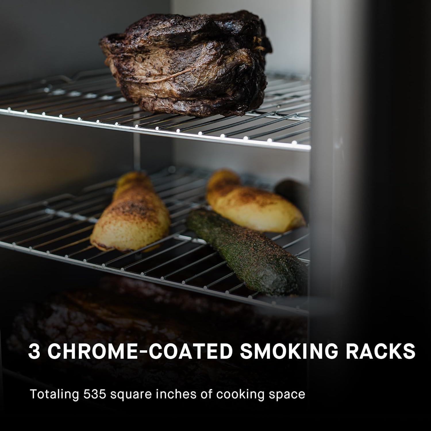imageMasterbuilt 40inch Digital Electric Vertical BBQ Smoker with Side Wood Chip Loader Chrome Smoking Racks and 970 Cooking Square Inches in Black Model MB2007291830inch Analog