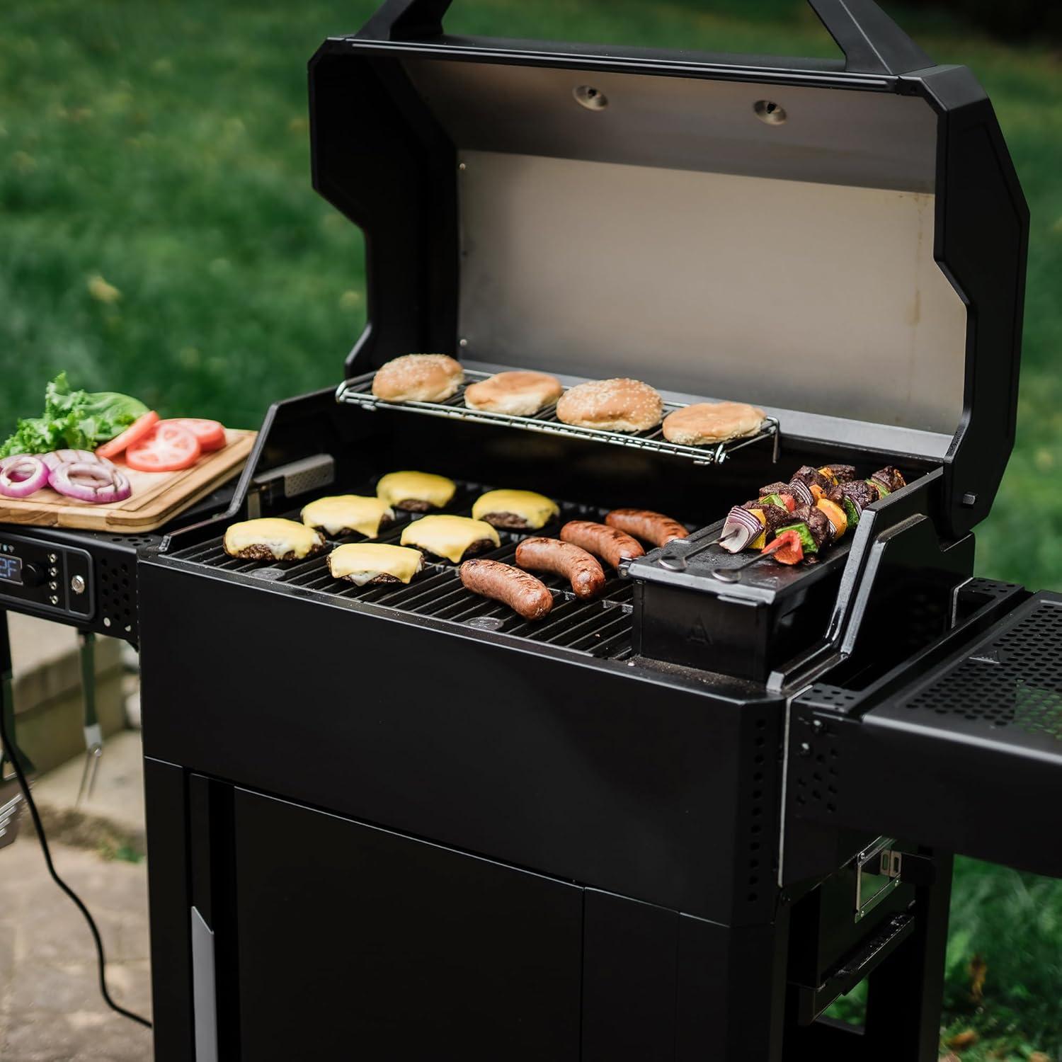 imageMasterbuilt AutoIgnite 545 Digital Charcoal Grill and Smoker Combo for Easy Grilling Digital Control App Sear Plate Mini Hopper and 545 BBQ Cooking Square In in Black