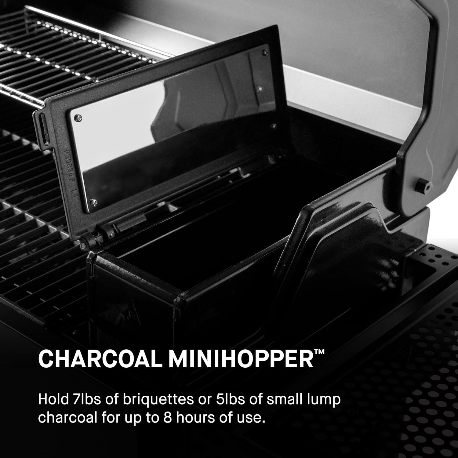 imageMasterbuilt AutoIgnite 545 Digital Charcoal Grill and Smoker Combo for Easy Grilling Digital Control App Sear Plate Mini Hopper and 545 BBQ Cooking Square In in Black