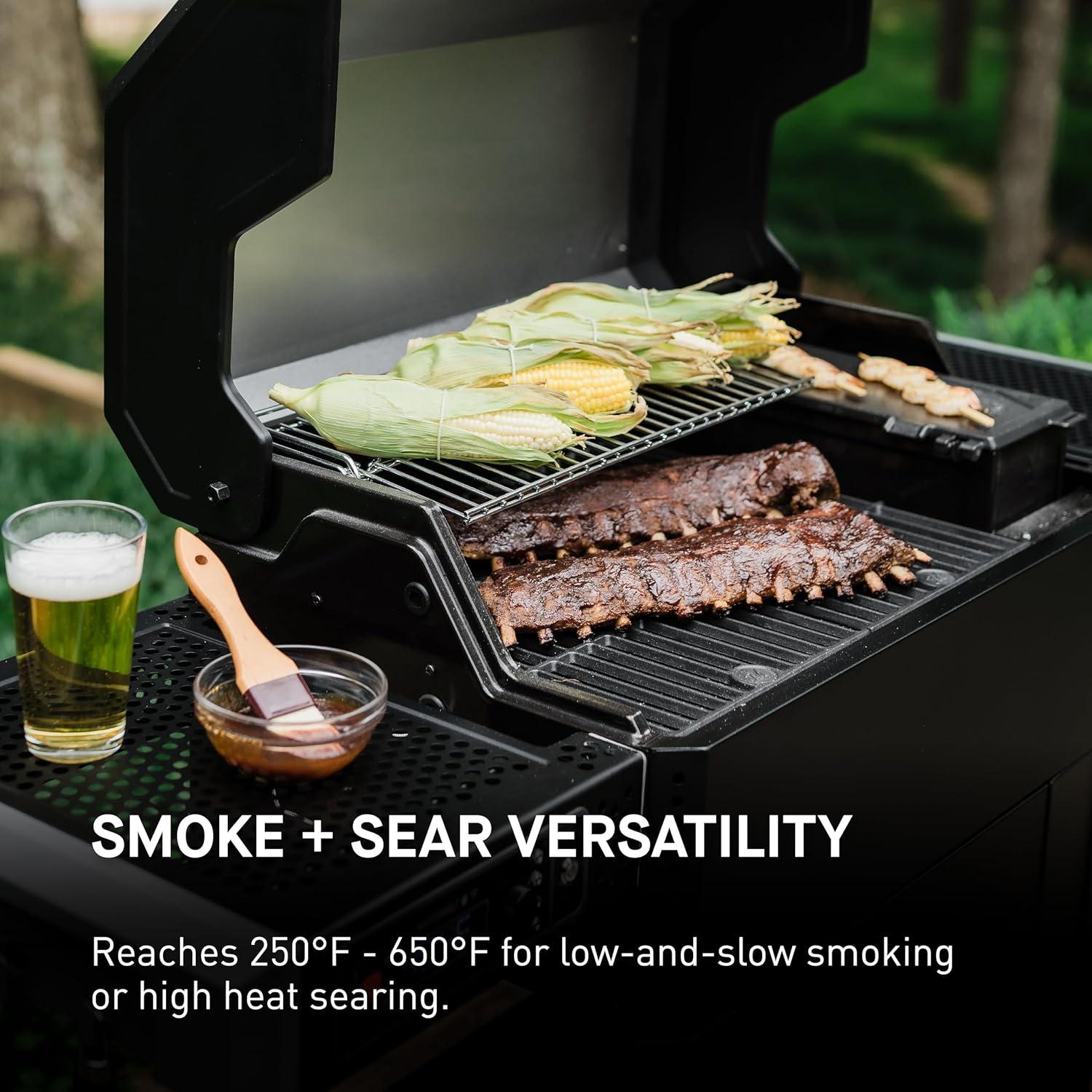 imageMasterbuilt AutoIgnite 545 Digital Charcoal Grill and Smoker Combo for Easy Grilling Digital Control App Sear Plate Mini Hopper and 545 BBQ Cooking Square In in Black