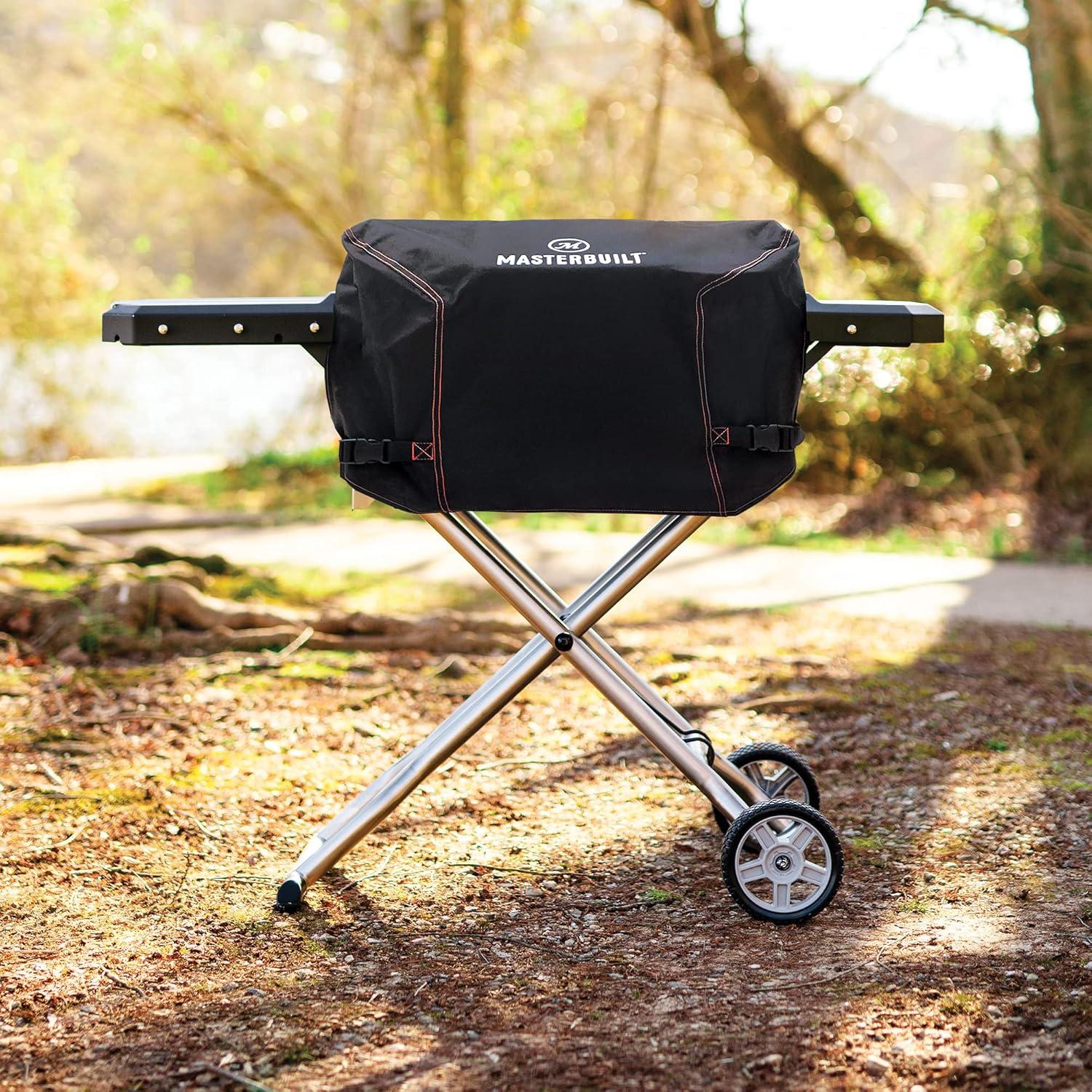 imageMasterbuilt Electric Portable Charcoal Grill and Smoker Water Resistant DoubleStitched Durable Grill Cover with PVC Liner in Black Model MB20080522