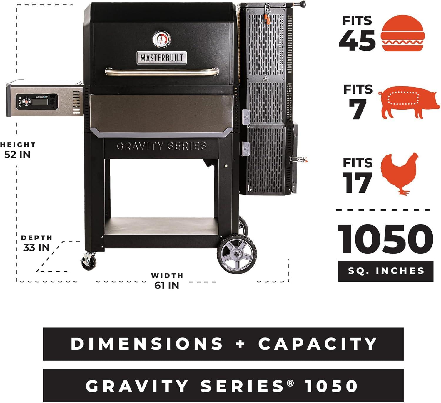 imageMasterbuilt Gravity Series 1050 Digital Charcoal Grill and Smoker with Digital Control App Connectivity and 1050 Cooking Square Inches in Black Model MB20041220