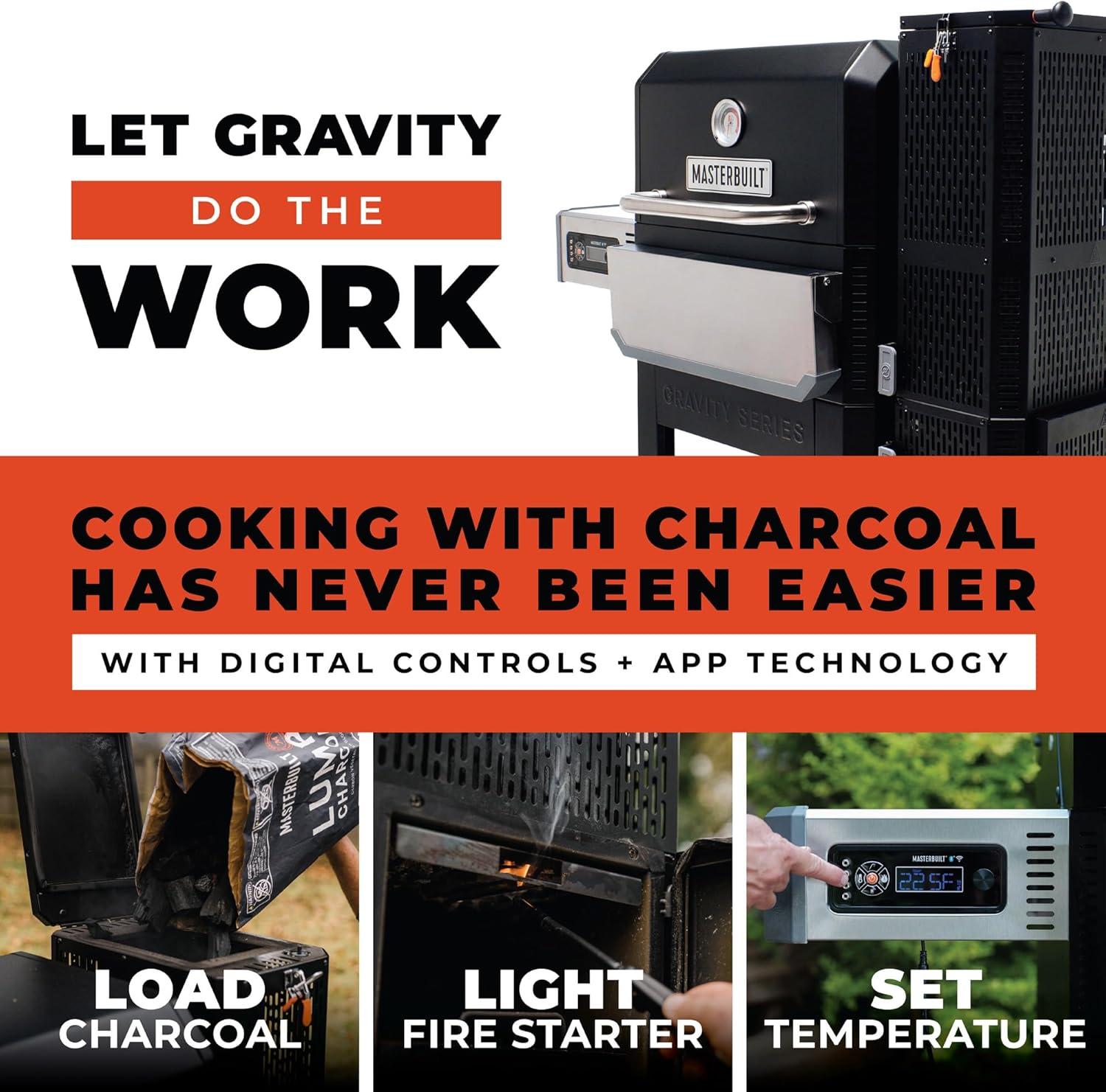 imageMasterbuilt Gravity Series 800 Digital Charcoal Grill Griddle and Smoker with Digital Control App Connectivity and 800 Cooking Square Inches in Black Model MB20040221