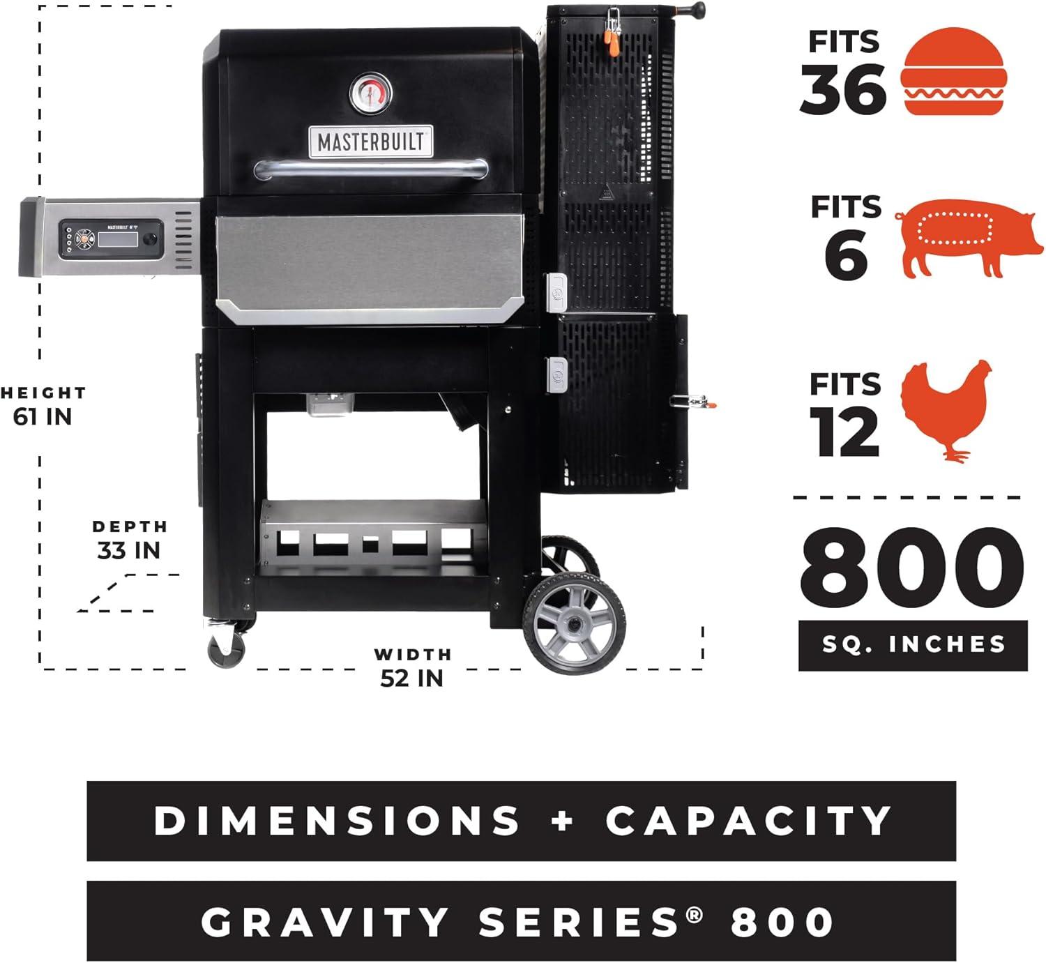 imageMasterbuilt Gravity Series 800 Digital Charcoal Grill Griddle and Smoker with Digital Control App Connectivity and 800 Cooking Square Inches in Black Model MB20040221