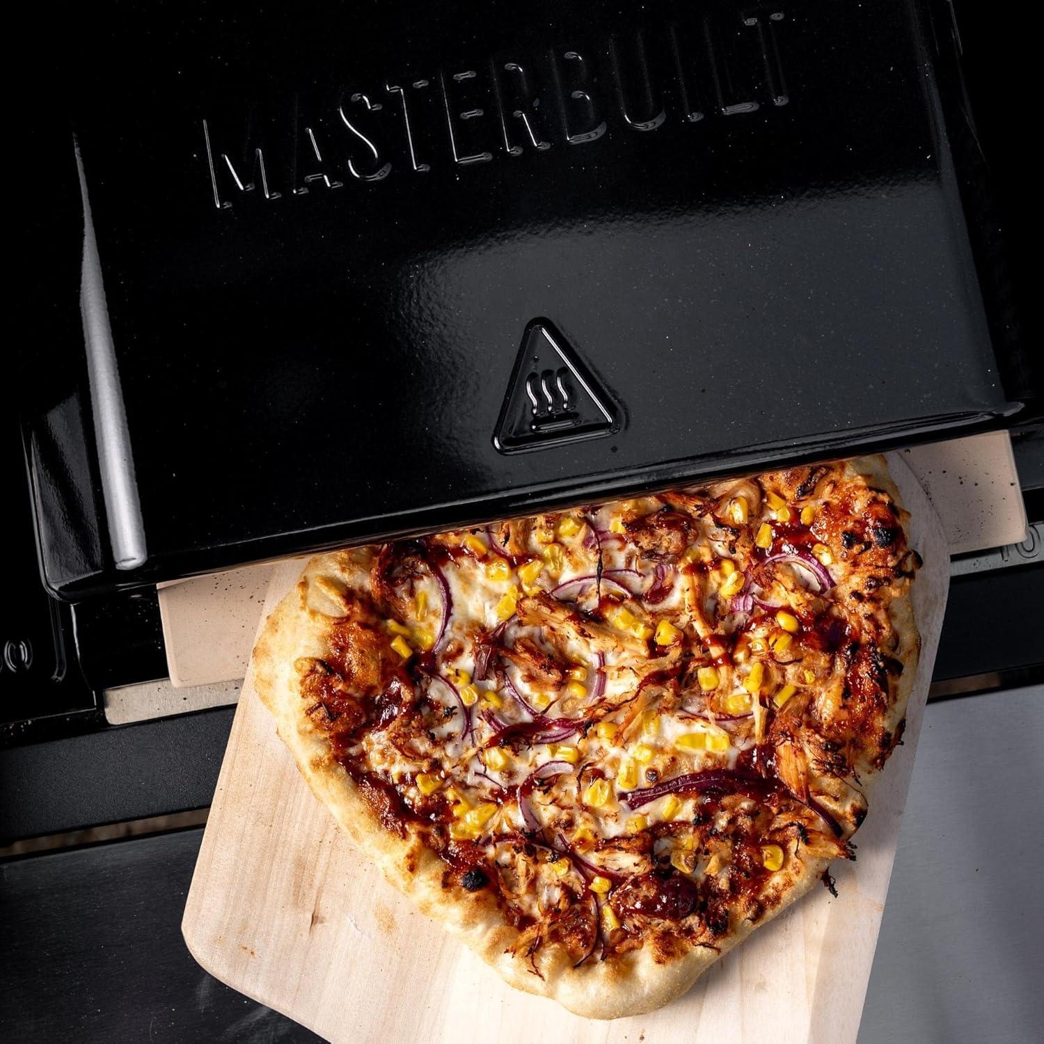imageMasterbuilt Gravity Series Outdoor Pizza Oven Accessory insert with Ceramic Pizza Stone PorcelainCoated Exterior with Stainless Steel Interior in Black Model MB20181722