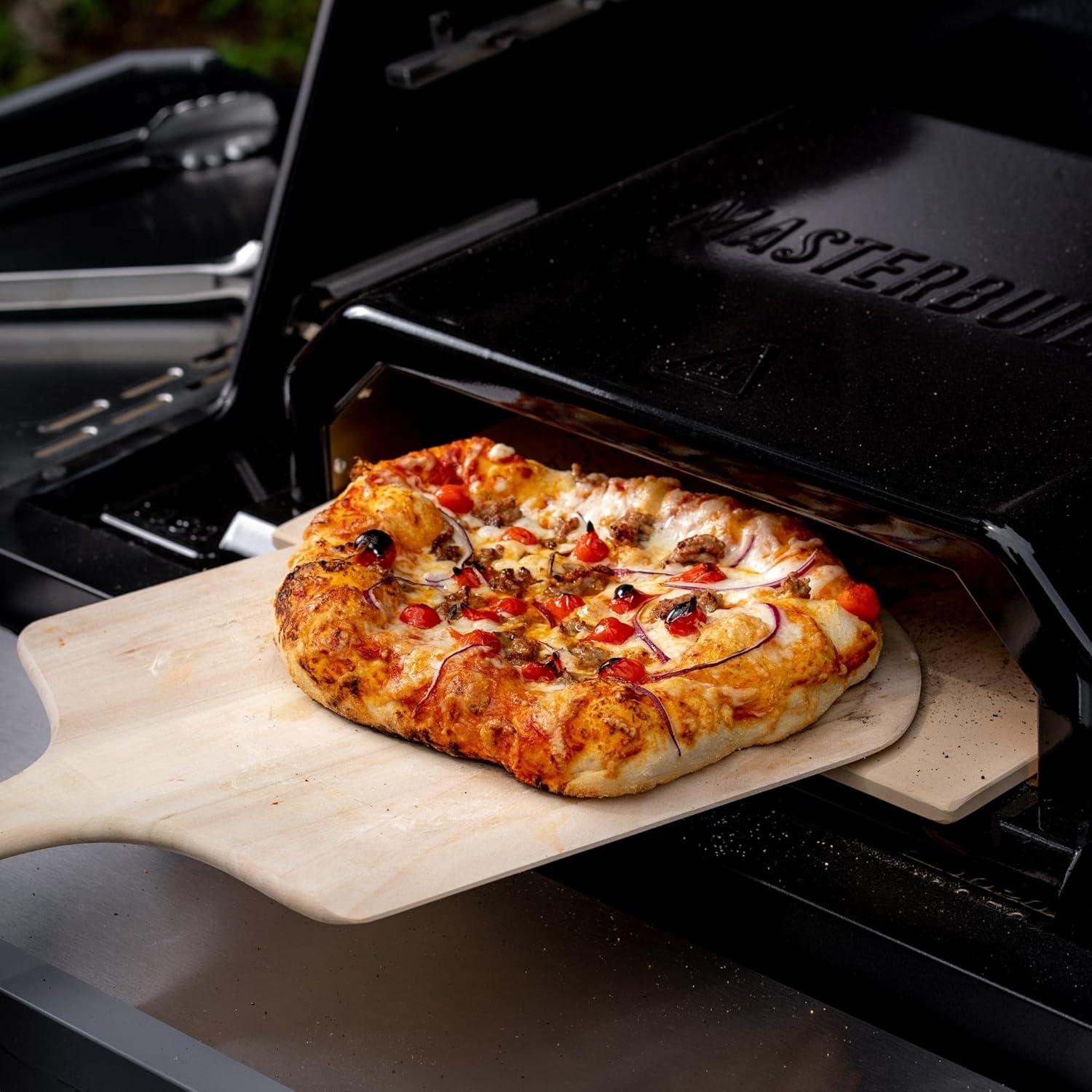 imageMasterbuilt Gravity Series Outdoor Pizza Oven Accessory insert with Ceramic Pizza Stone PorcelainCoated Exterior with Stainless Steel Interior in Black Model MB20181722