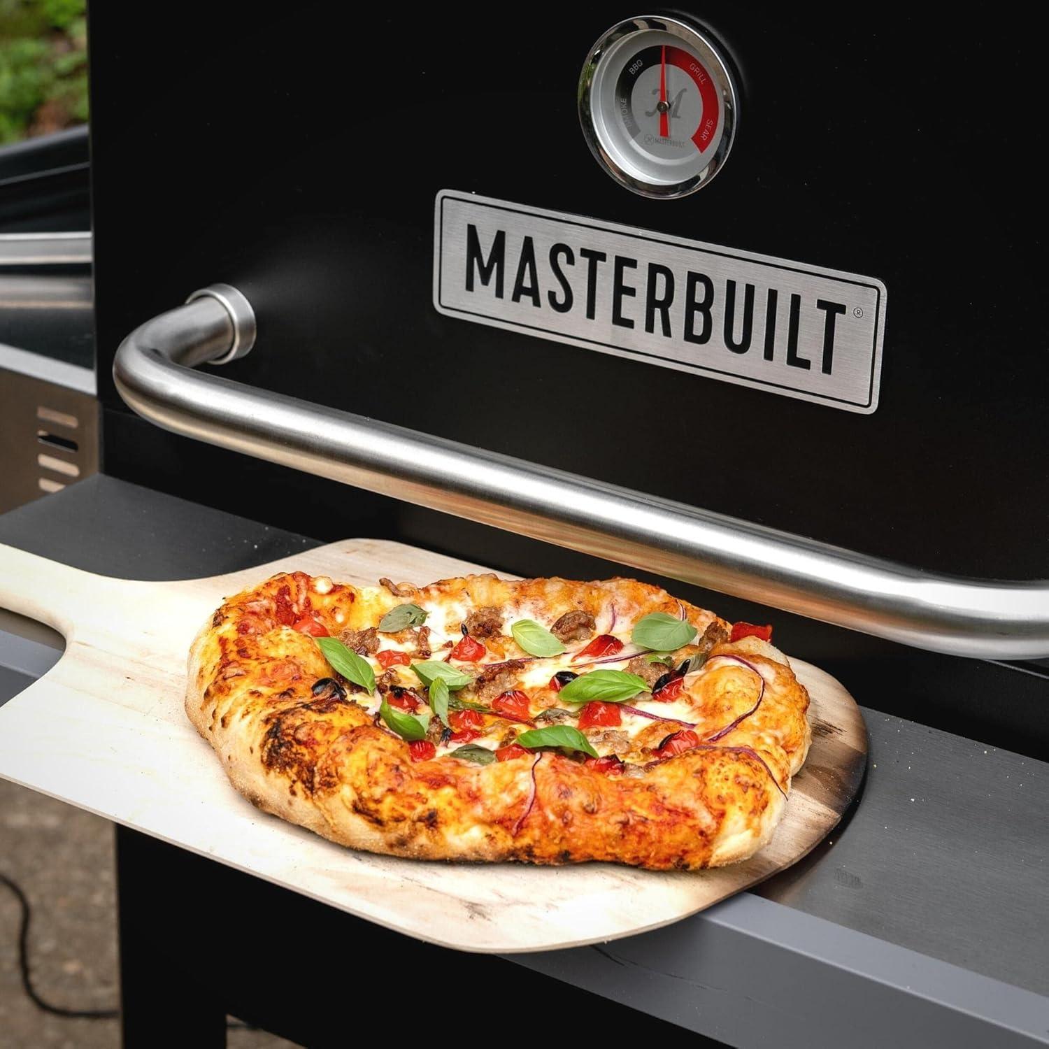 imageMasterbuilt Gravity Series Outdoor Pizza Oven Accessory insert with Ceramic Pizza Stone PorcelainCoated Exterior with Stainless Steel Interior in Black Model MB20181722