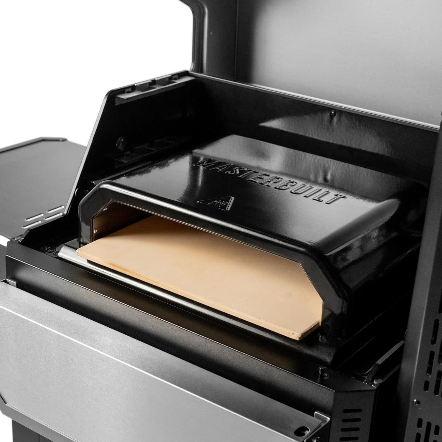 imageMasterbuilt Gravity Series Outdoor Pizza Oven Accessory insert with Ceramic Pizza Stone PorcelainCoated Exterior with Stainless Steel Interior in Black Model MB20181722