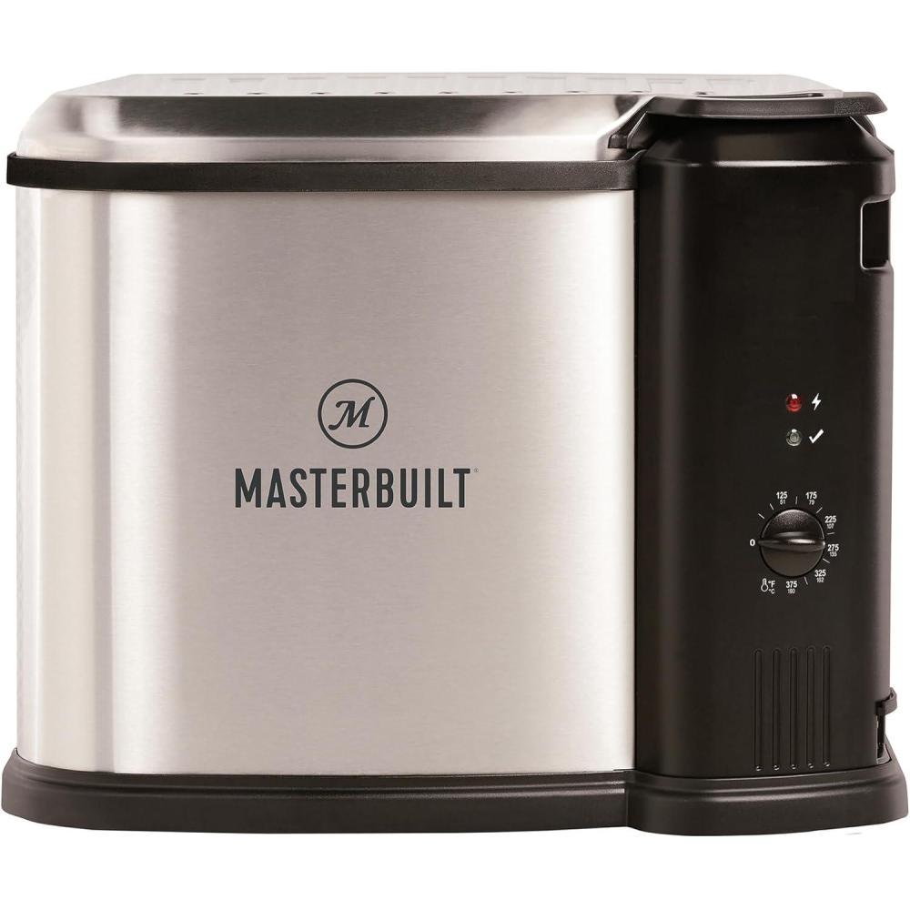 imageMasterbuilt 3in1 10 Liter XL Electric Turkey Fryer plus Boiler and Steamer Combination with Drain Basket and Breakaway Safety Cord in Stainless Steel
