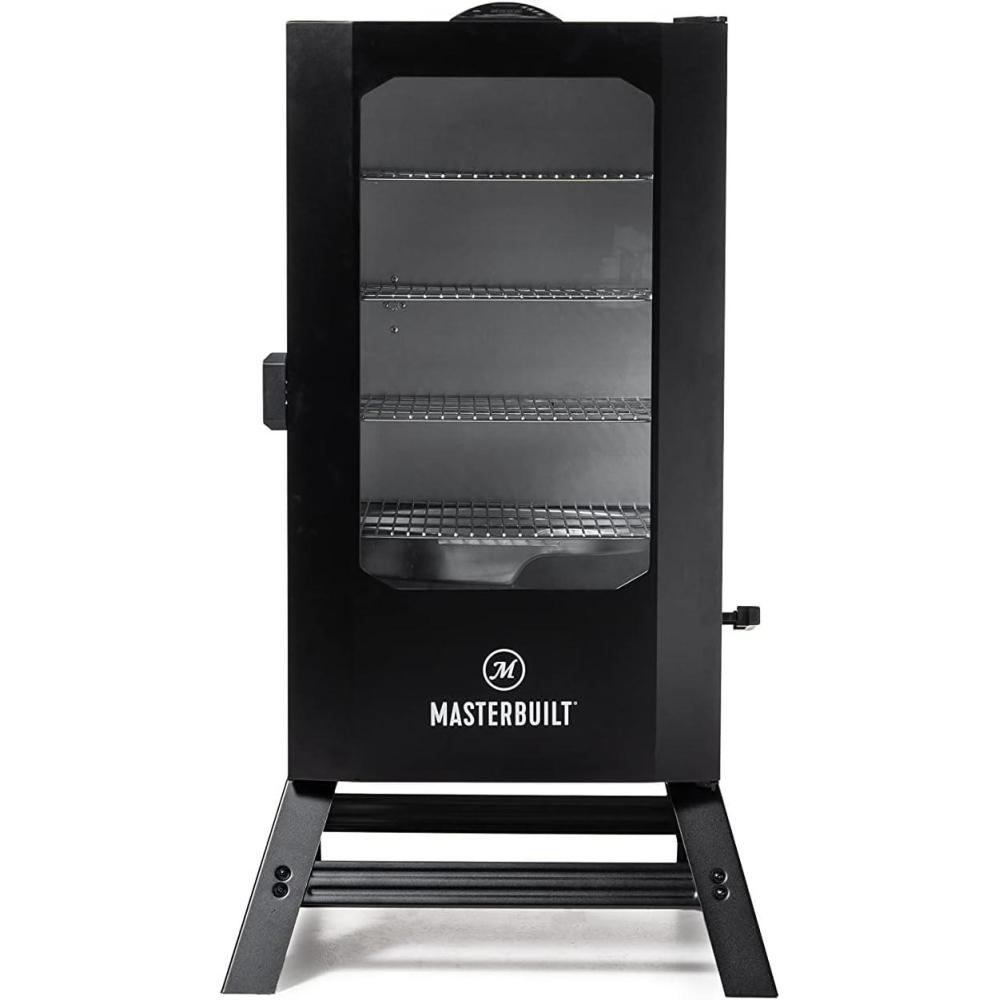imageMasterbuilt 40inch Digital Electric Vertical BBQ Smoker with Side Wood Chip Loader Chrome Smoking Racks and 970 Cooking Square Inches in Black Model MB2007291840inch Digital with Window Legs