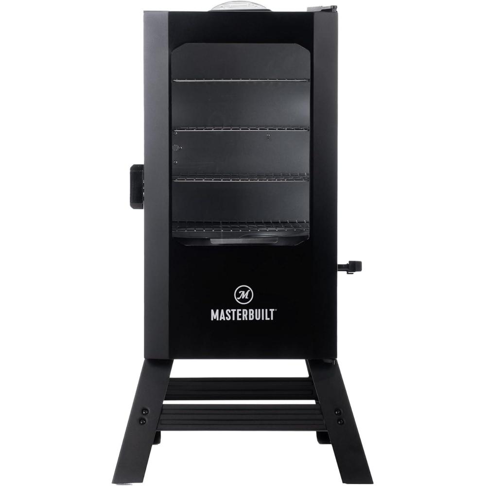 imageMasterbuilt 40inch Digital Electric Vertical BBQ Smoker with Side Wood Chip Loader Chrome Smoking Racks and 970 Cooking Square Inches in Black Model MB2007291830inch Digital with Window Legs