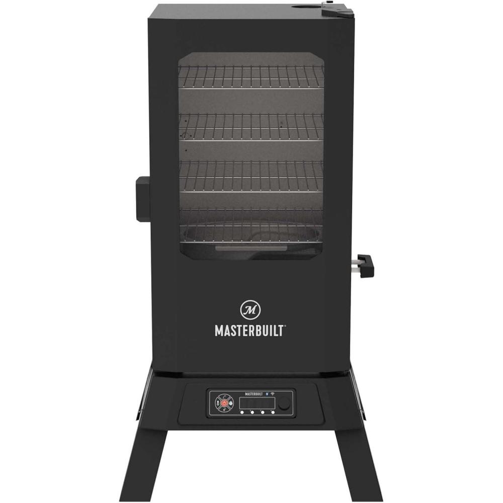 imageMasterbuilt 40inch Digital Electric Vertical BBQ Smoker with Side Wood Chip Loader Chrome Smoking Racks and 970 Cooking Square Inches in Black Model MB2007291830inch Digital with Window Legs Wifi