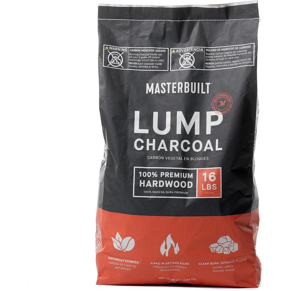 imageMasterbuilt Premium Hardwood Lump Charcoal for Gravity Series Charcoal Grill and Smokers Compatible with All Barrel Kamado and Kettle Grills 1 Pack 16LBCharcoal