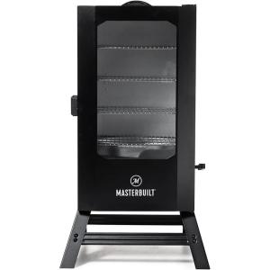 Masterbuilt® 40-inch Digital Electric Vertical BBQ Smoker with Side Wood Chip Loader, Chrome Smoking Racks and 970 Cooking Square Inches in Black, Model MB20072918(40-inch Digital with Window & Legs)