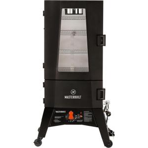 Masterbuilt® 40-inch ThermoTemp Propane Gas Vertical BBQ Smoker with Analog Temperature Control and 960 Cooking Square Inches in Black, Model MB20051316